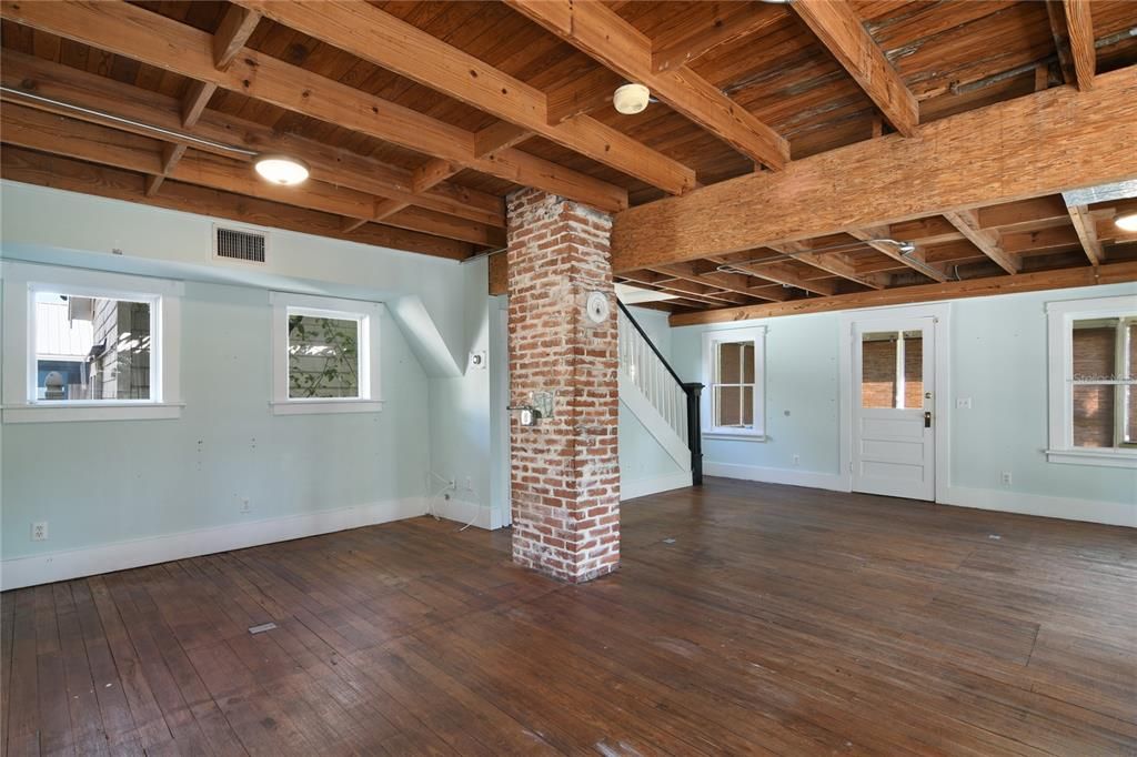 First floor, original wood flooring