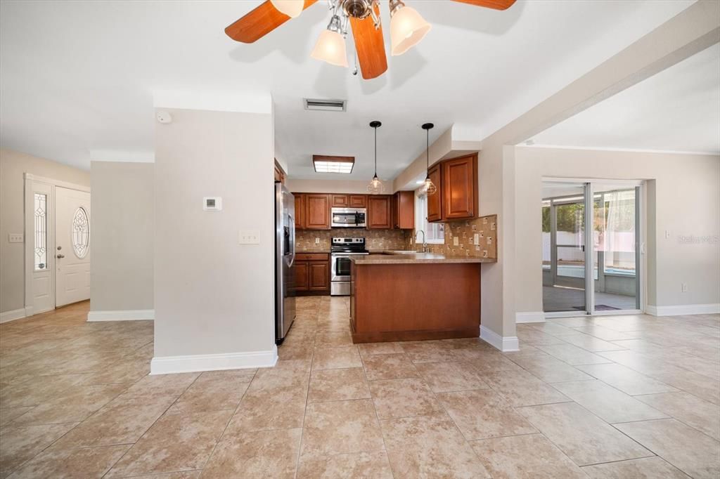 Updated kitchen with breakfast bar