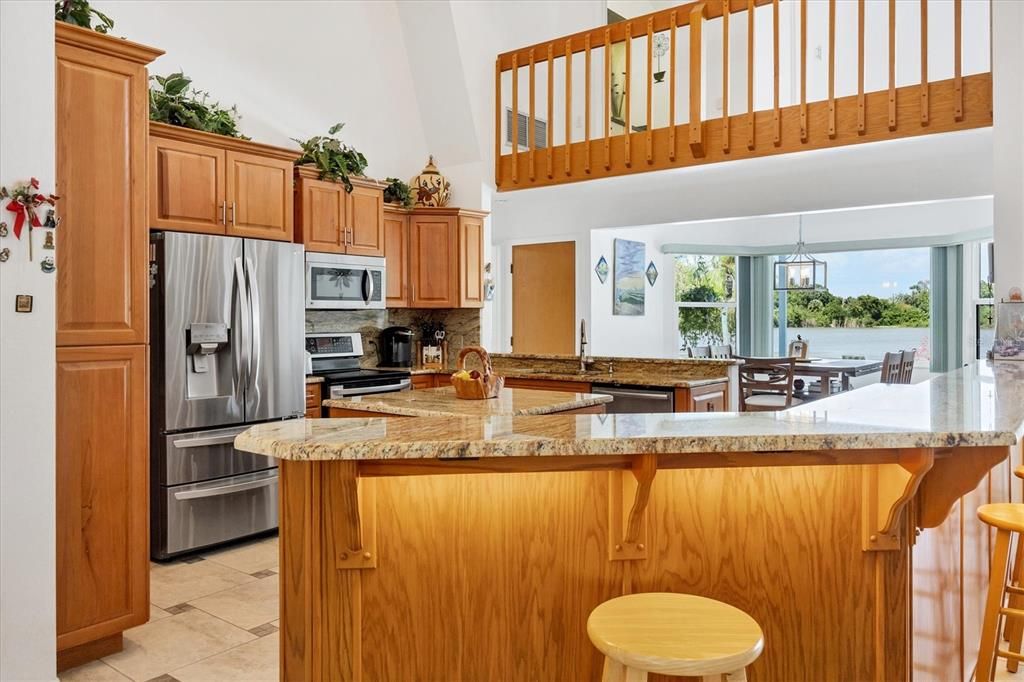 Kitchen with under counter lighting at the breakfast bar