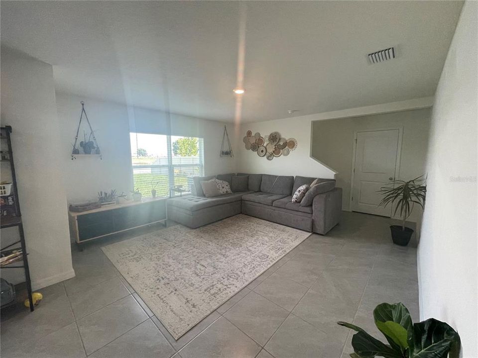 Family room with view of the pond.