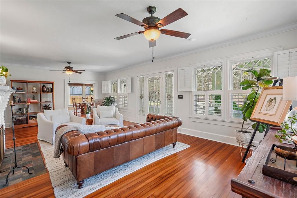 Wood burning fireplace in the formal living area