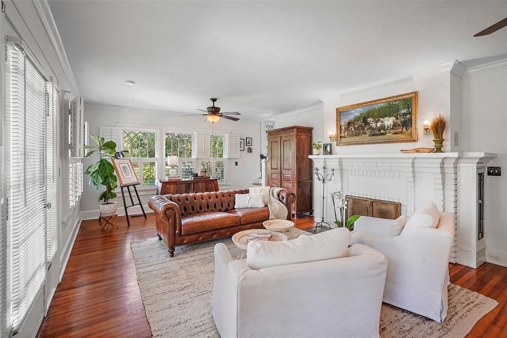 Wood burning fireplace in the formal living area