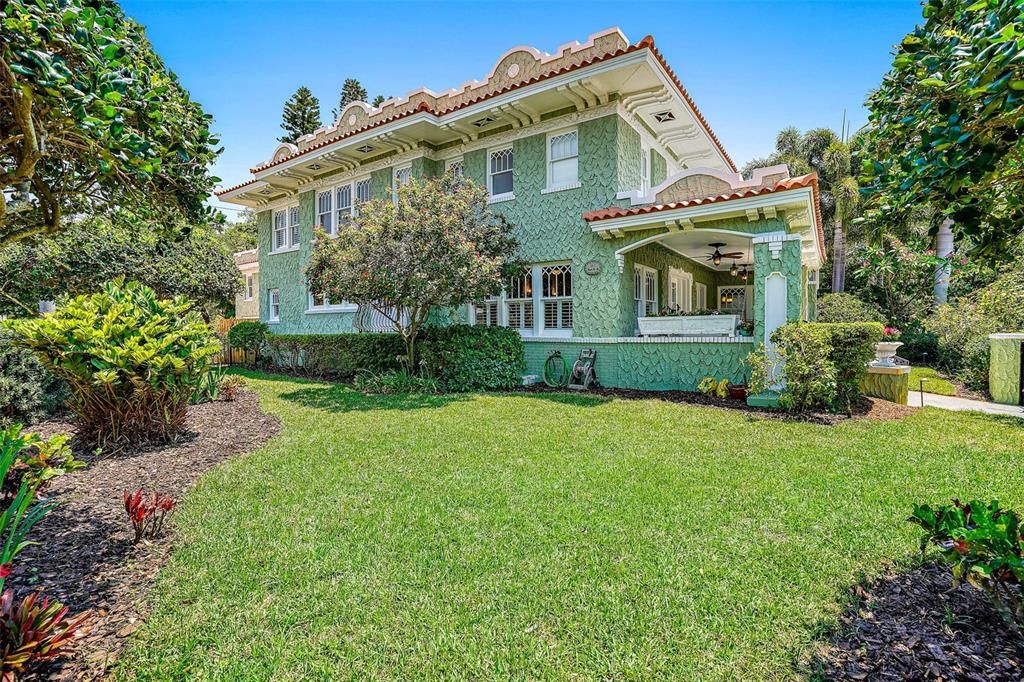 Front side yard offers green space