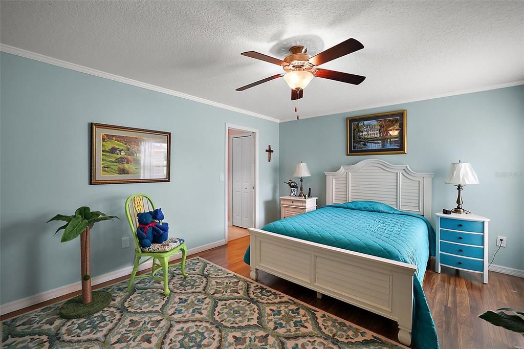 Very Large Primary Bedroom with ensuite. Laminate floors & Crown Molding.