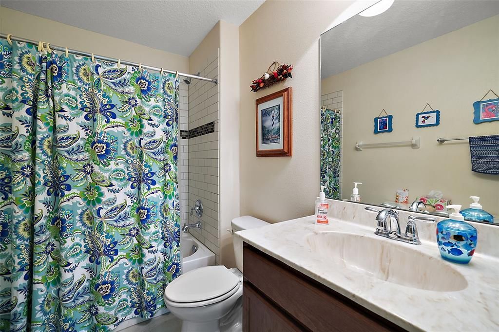 Hall Bath with high end Ceramic Tub/Shower Combo and Cultural Marble Counter Tops.ADA Toilets in both W/C's.