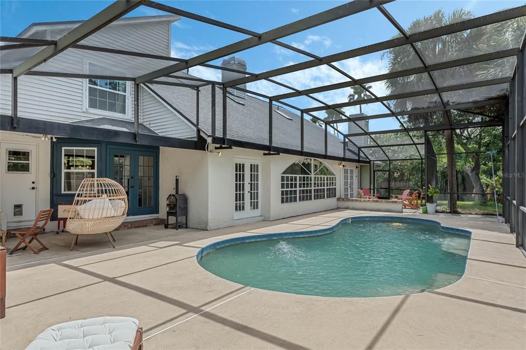 Screened pool area