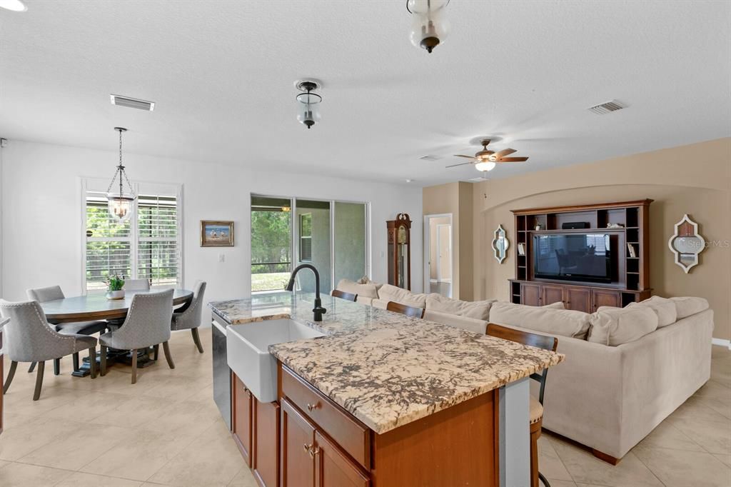 Farm sink in the kitchen island