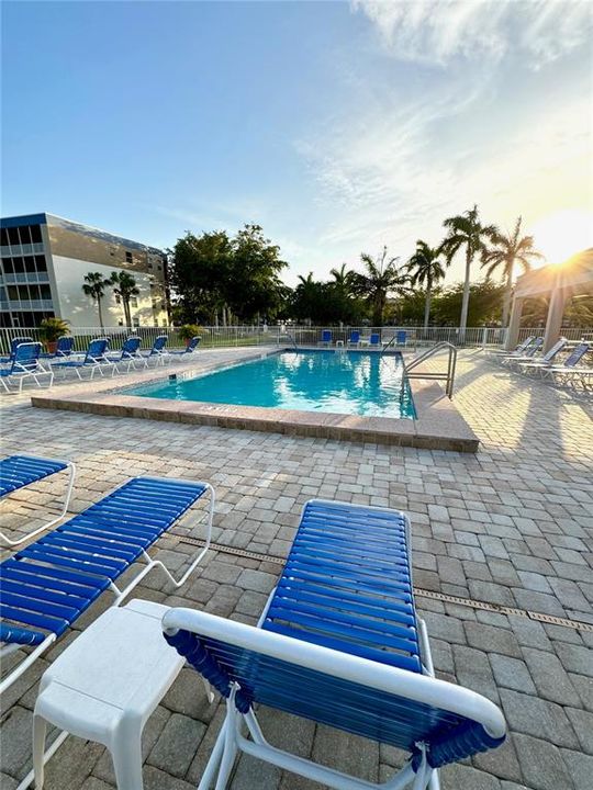 Resort-style Pool prior to sunset.