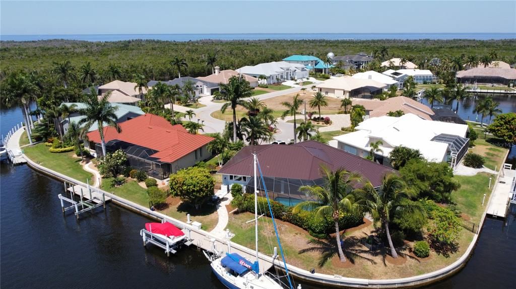 Aerial with Charlotte Harbor and canal