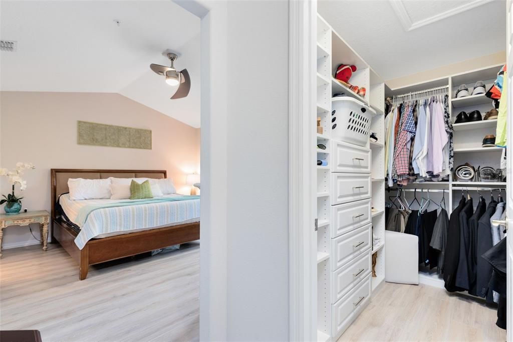 Spacious closet with built ins in the primary bedroom