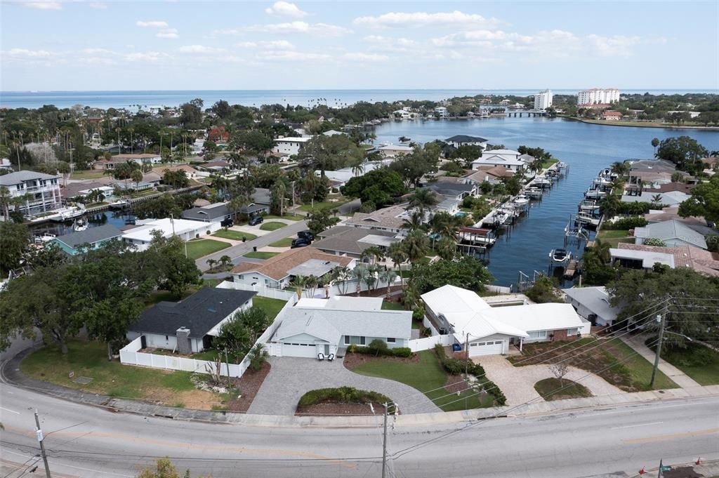 Arial shot and Tampa Bay in background