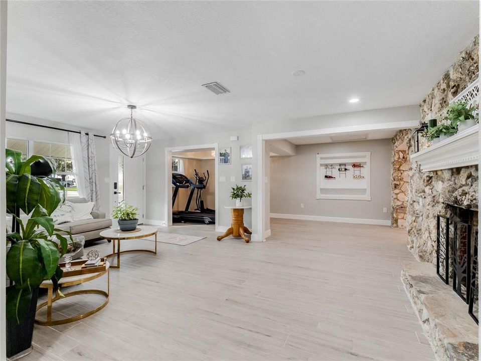 Wet Bar in Family Room with Bar Seating