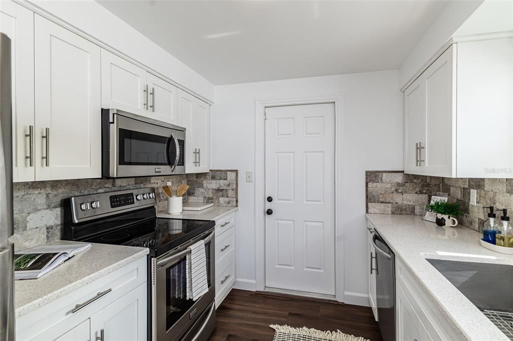 Kitchen with stainless steel appliances