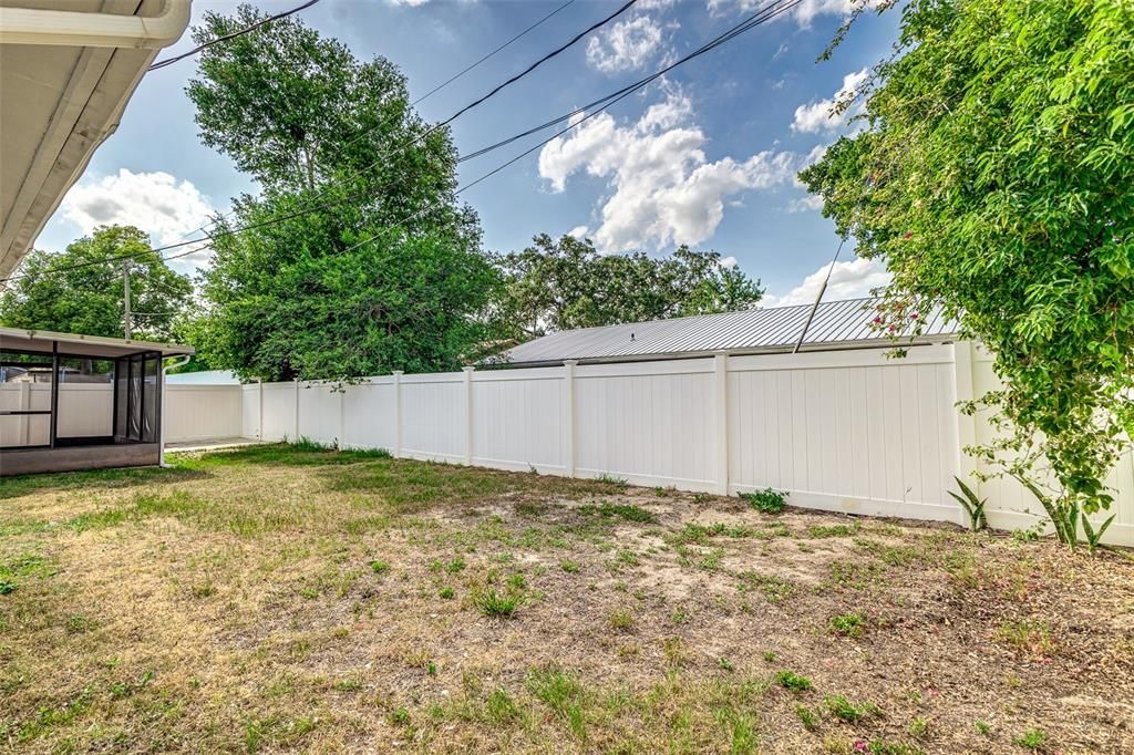 Fenced backyard