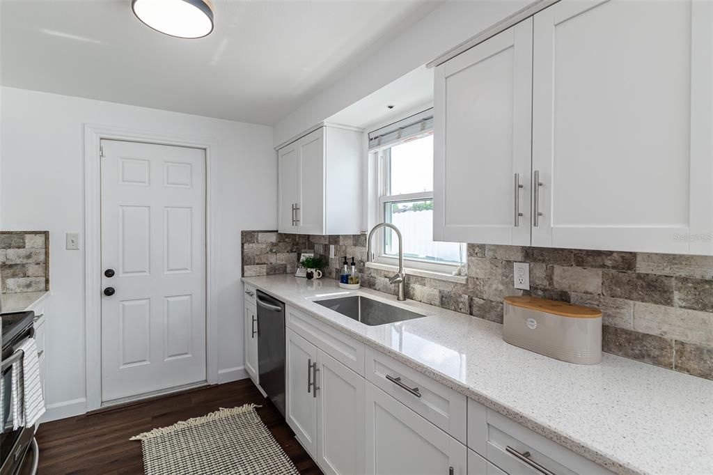 Kitchen with stainless steel appliances