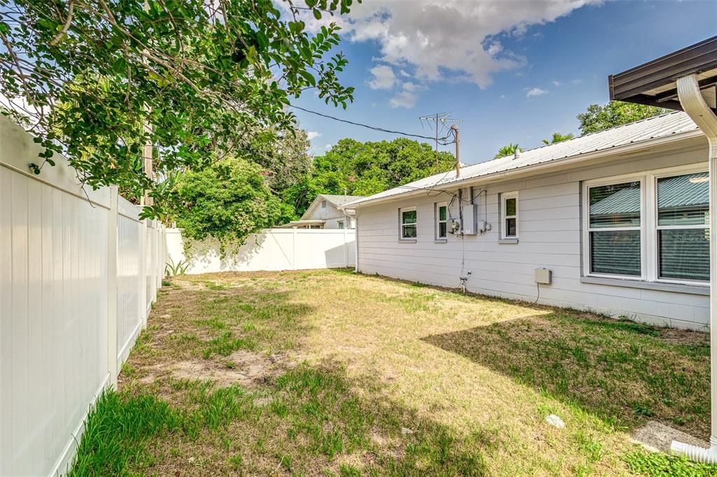 Fenced backyard