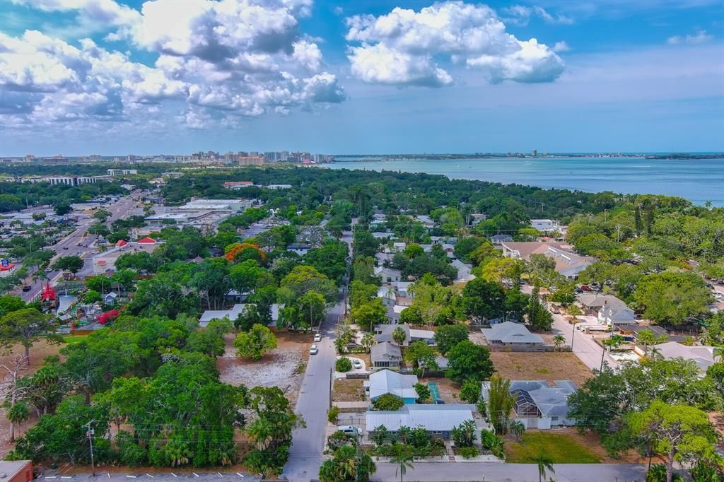 Looking east to downtown and the bridge to St. Armands and Lido Beach. Sarasota is still very green even in a drought.