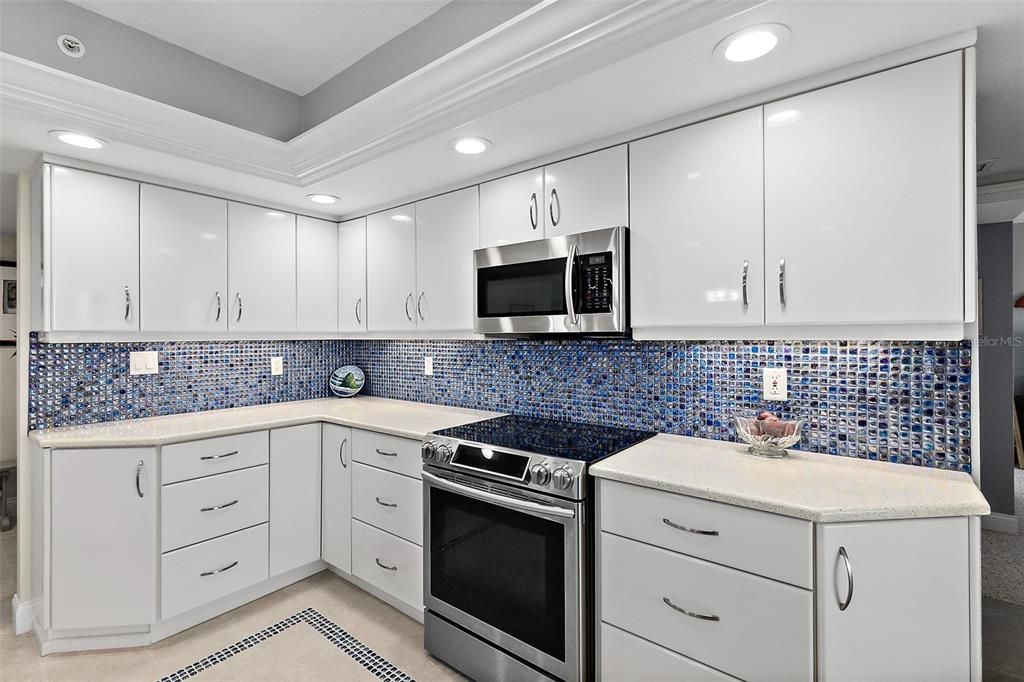 Blue backsplash