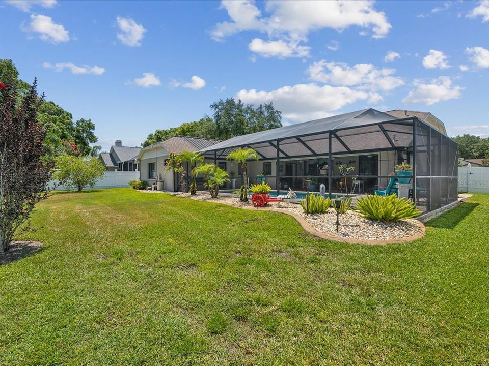 View from backyard corner - beautiful landscaping