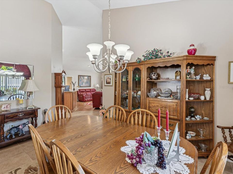 view from formal dining room to family room