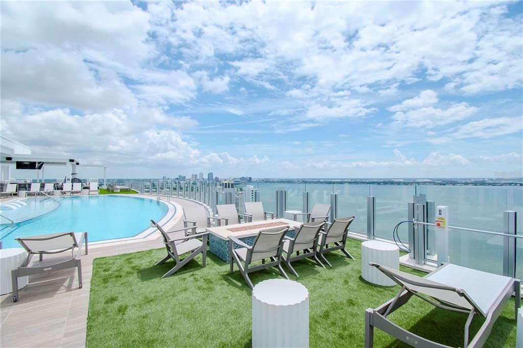 Fire pit with views of the Bay