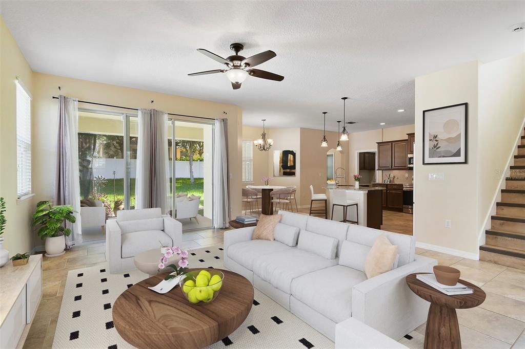 OPEN CONCEPT FAMILY ROOM. Virtually Staged.