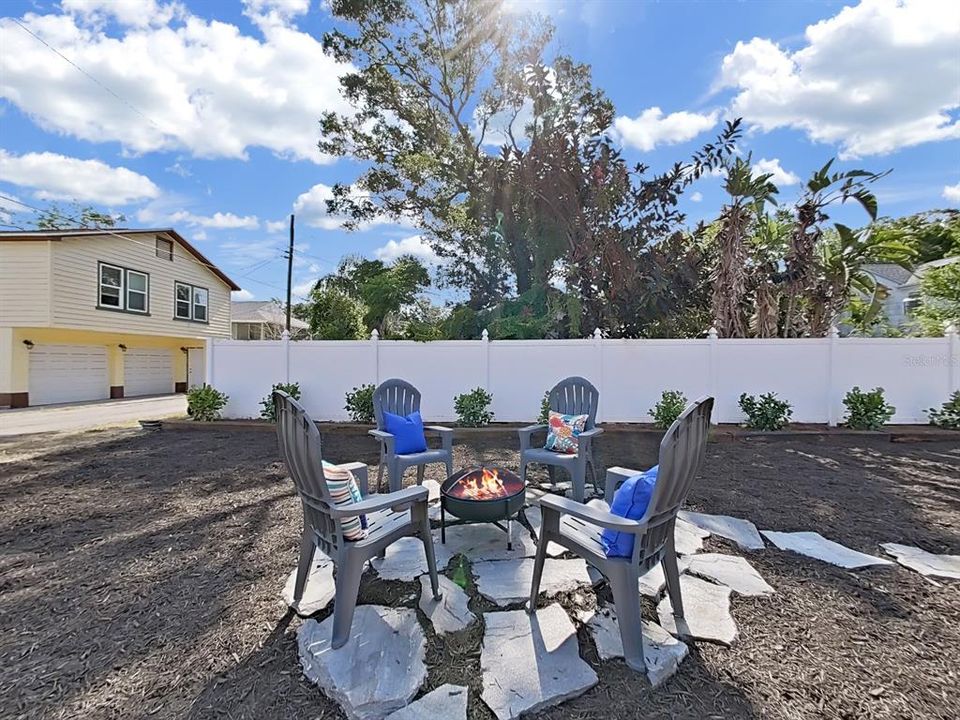 The firepit is a cozy place to relax with friends on a cool, winter evening.