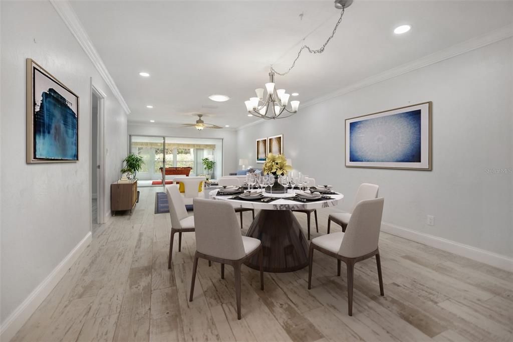 dining room area easy care porcelain floors