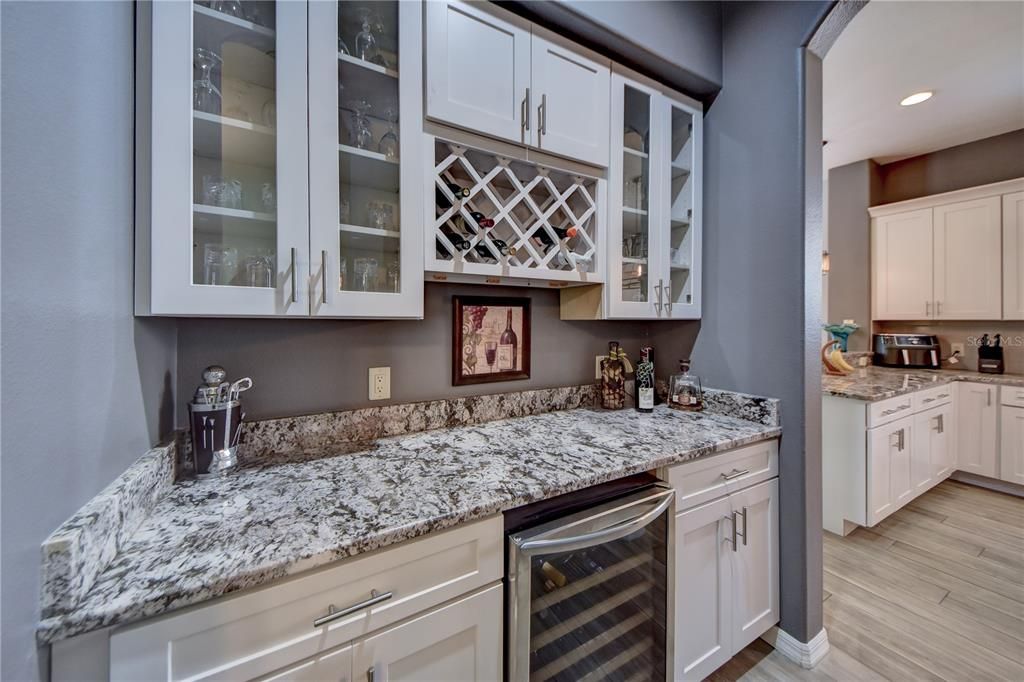 Bar/Wine Fridge & Prep Area Between Formal Dining Room And Kitchen