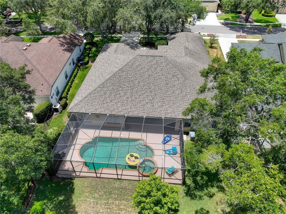 Drone Aerial of Backyard and Pool