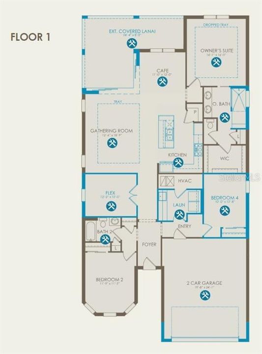 Floor plan with structural options for this home.