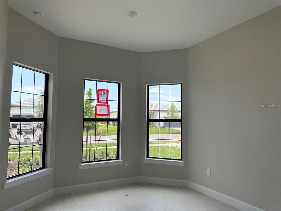 Bay window at secondary bedroom at front of home.