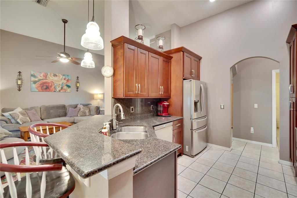 Kitchen with granite countertops