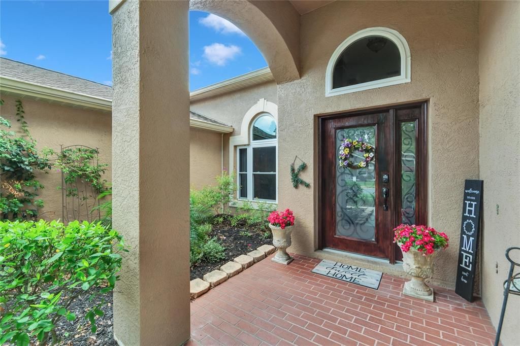 Double paned leaded front door and side window