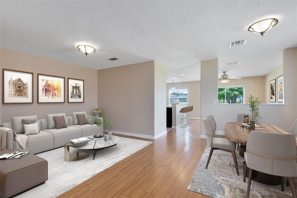 This photo has been virtually staged. Entry foyer takes you to the main living areas on the first floor or a staircase to the second floor.