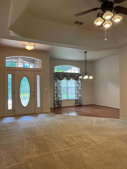 front door, living room, dining room