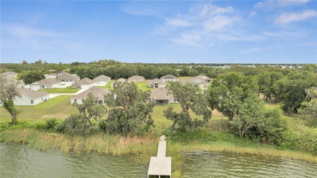 Aerial Concrete Dock View from Lake