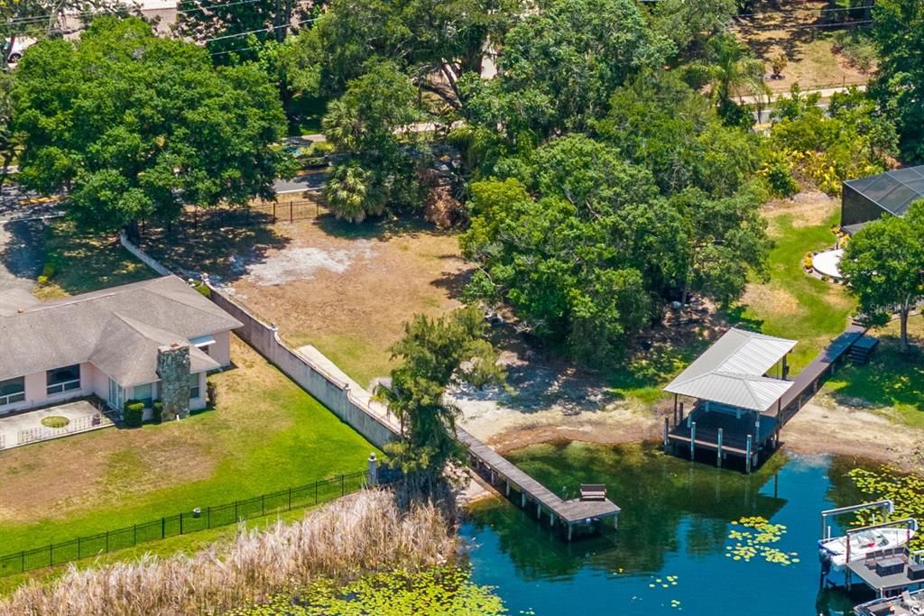 Aerieal view of the deeded Lake Magdalene Access and dock.  !/4 mile from the home.