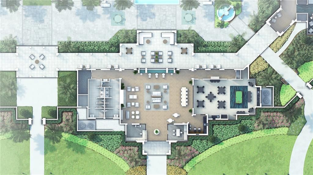 Aerial Rendering of Clubhouse Layout