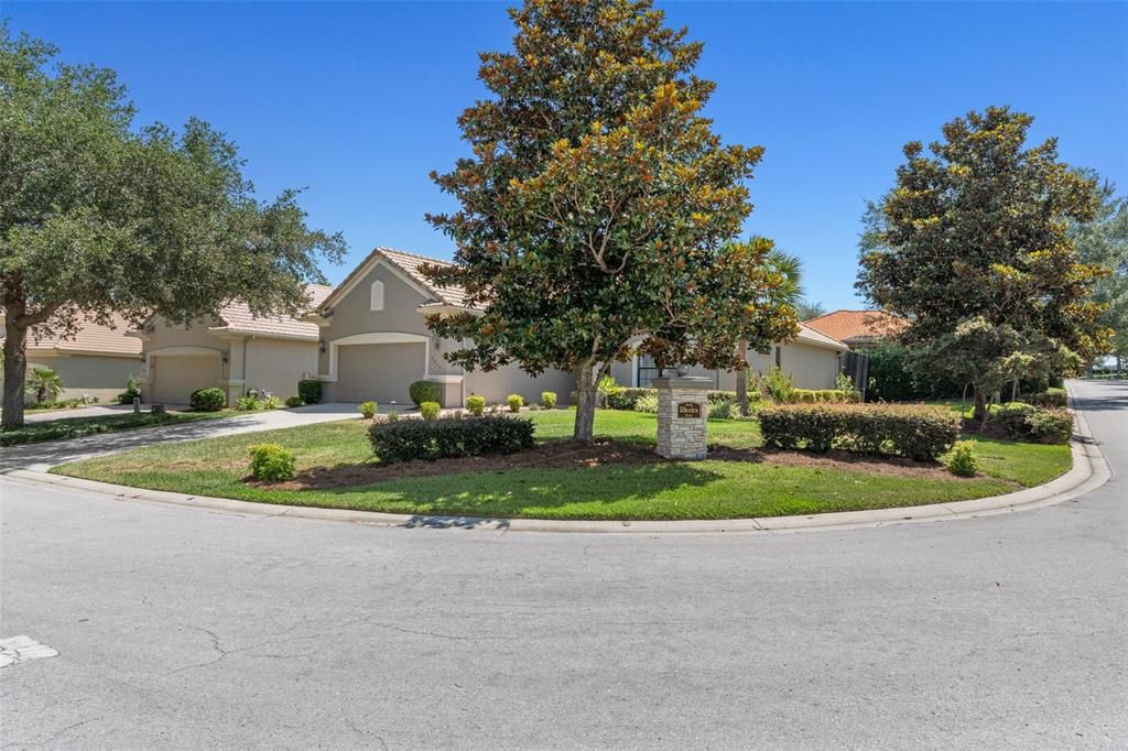 A nice corner location in this Carefree neighborhood, offers mature landscape and includes lawn maintenance. Rhodes Pt (street on left) is a culdesac.