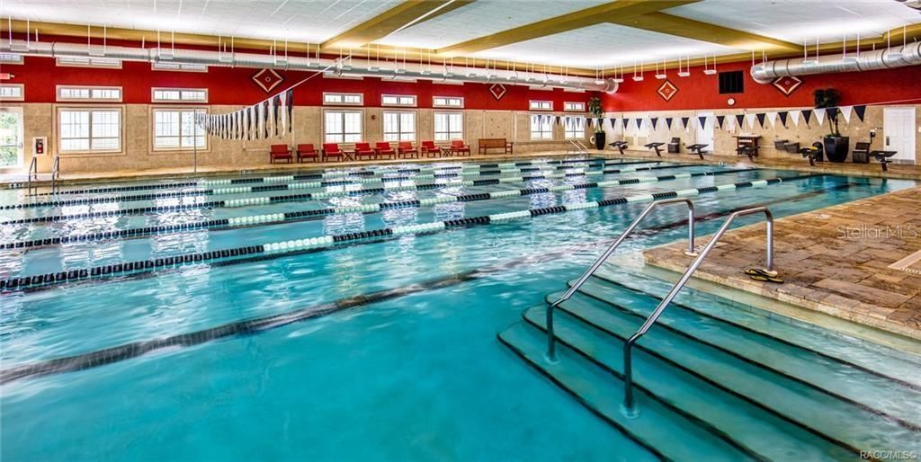 The indoor aquatic center at Bella Vita where the water temperature is always 85 degrees.
