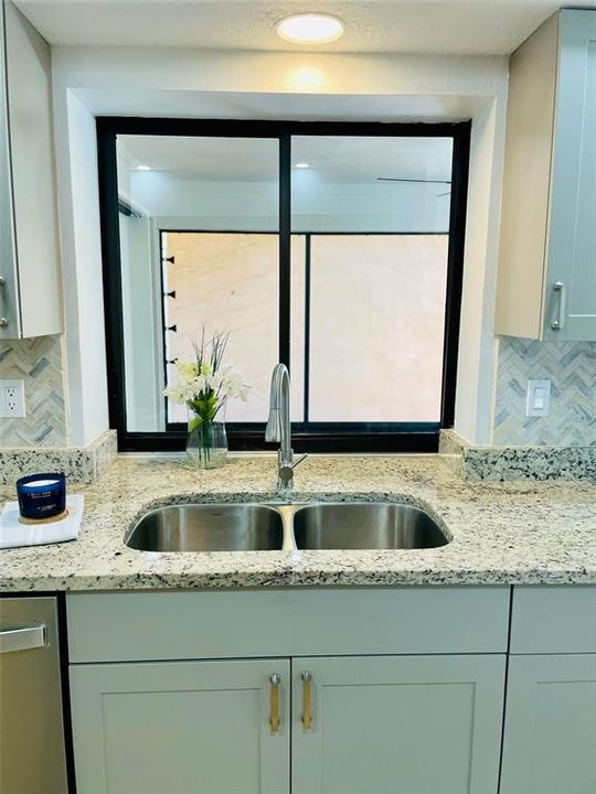 Deep Kitchen Sink, Spray Faucet and Pass Through Stackable Kitchen Window