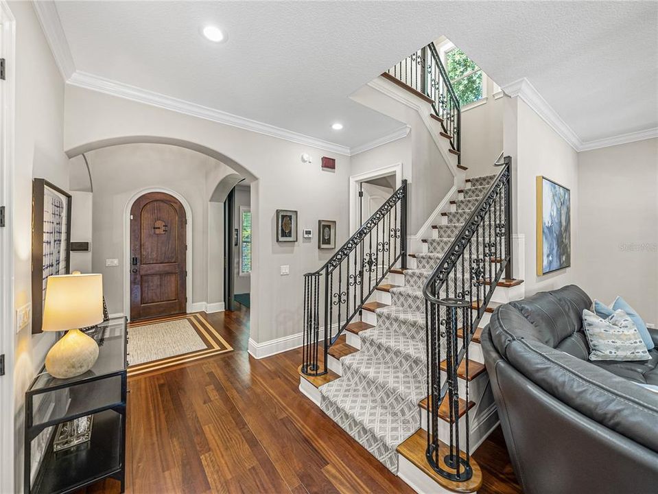 View of front door from family room