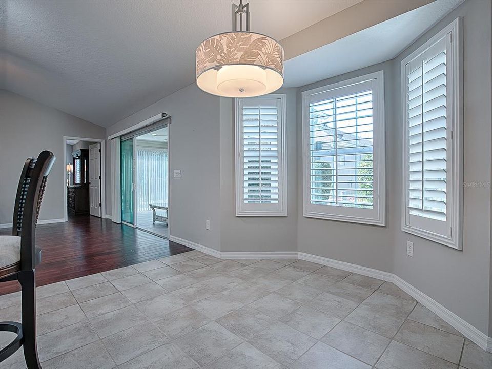 PLANTATION SHUTTERS IN CASUAL DINING AREA.