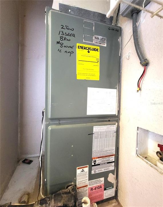 Air handler located in laundry closet.