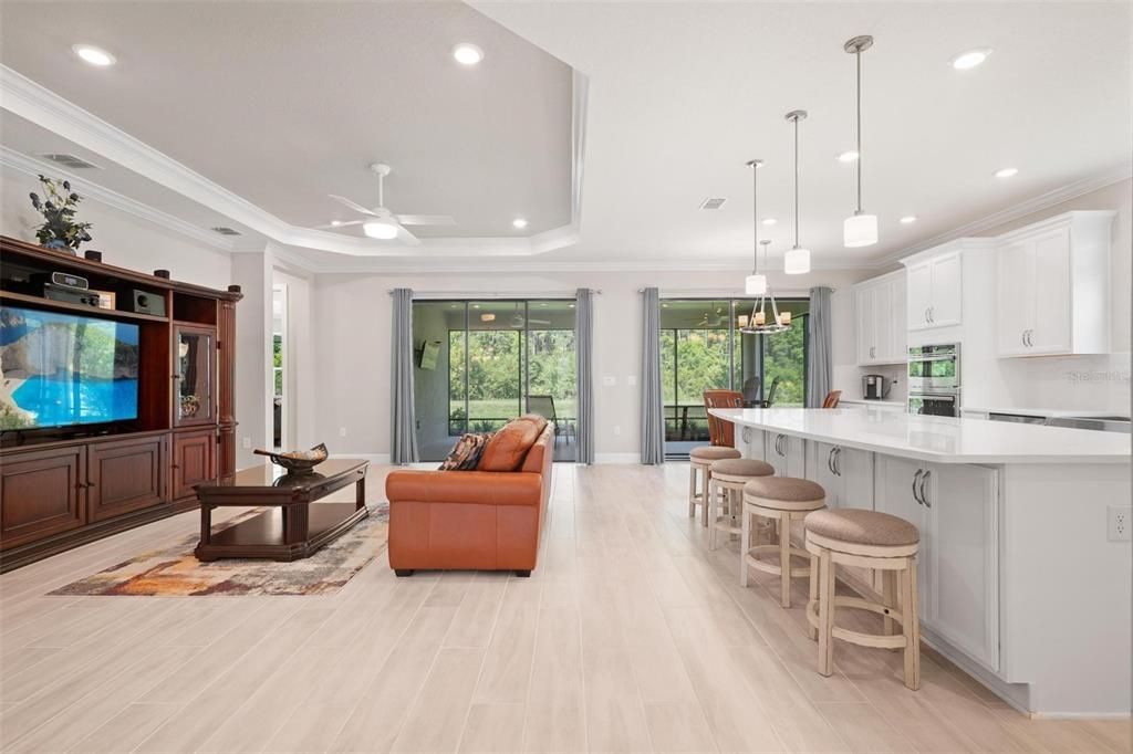 The kitchen island has storage cabinets on BOTH sides!  Plenty of space for all of your gourmet tools.