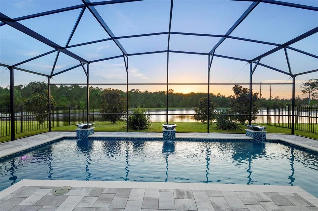 Pool Nighttime shot Western Sunset view