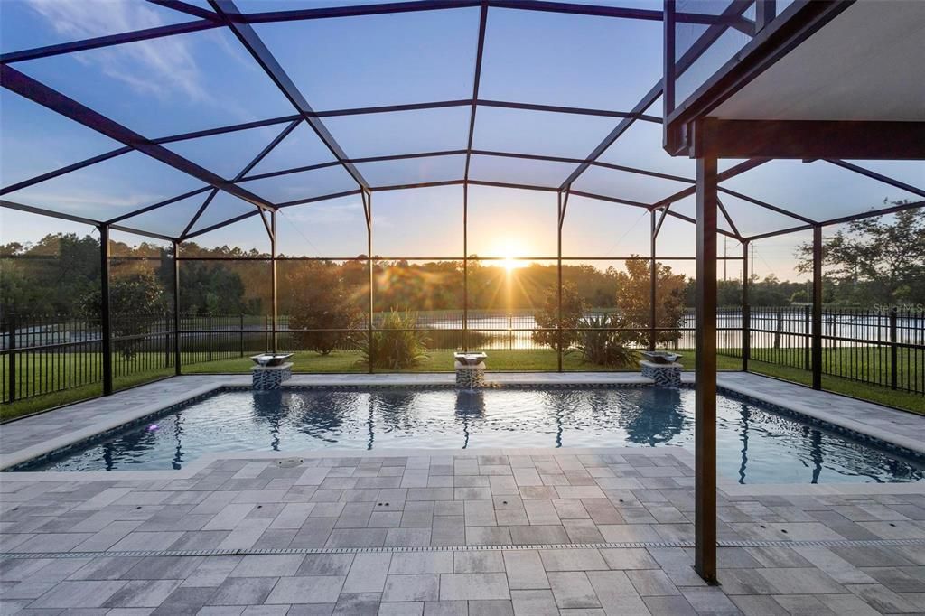 Pool Nighttime shot Western Sunset view