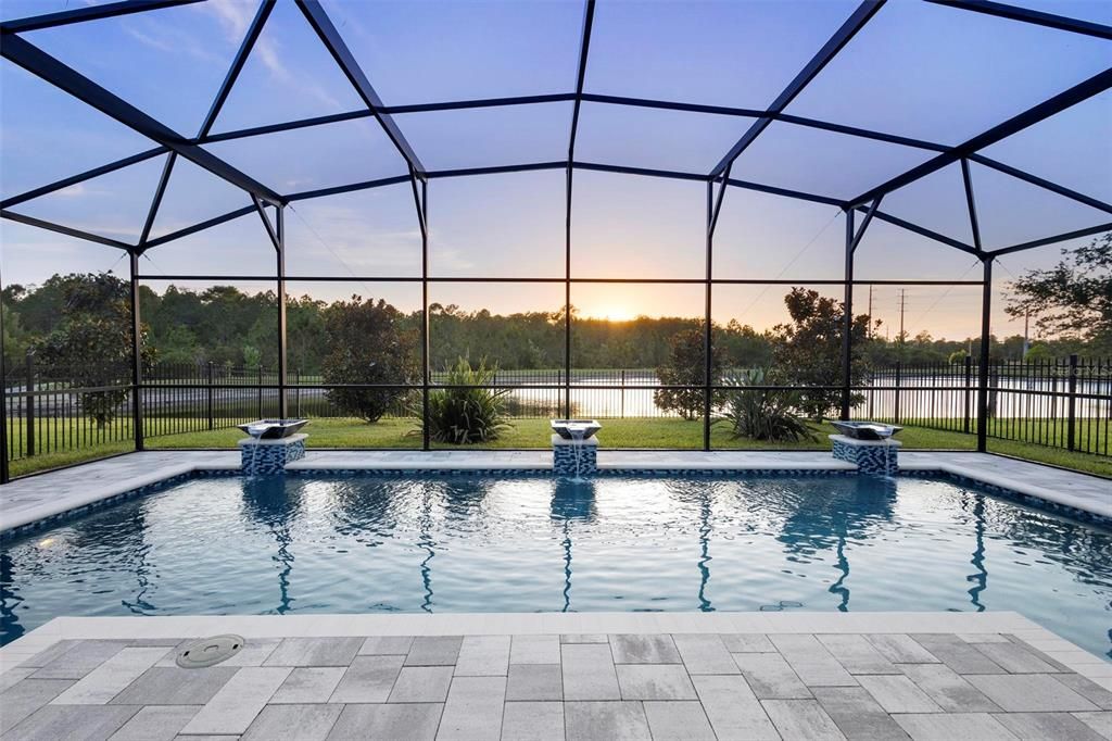 Pool Nighttime shot Western Sunset view