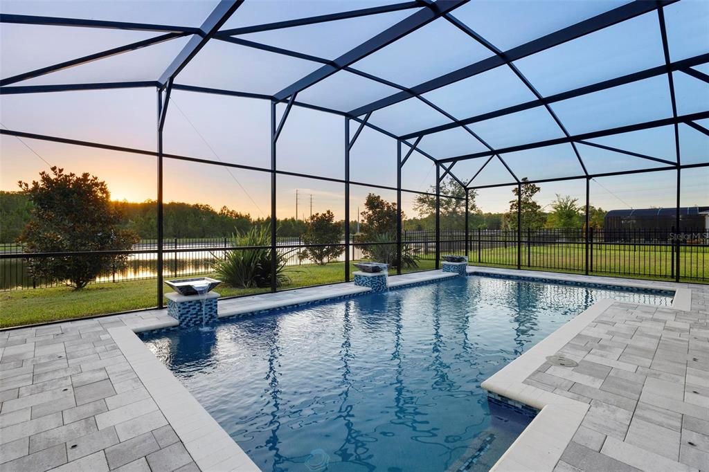 Pool Nighttime shot Western Sunset view